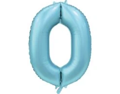 Lichtblauwe Cijfer Ballon 0 Jaar Glans 86cm