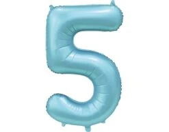 Lichtblauwe Cijfer Ballon 5 Jaar Glans 86cm