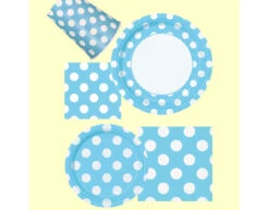 Lichtblauwe Popcorn Bakjes Witte Stippen 13,7cm 8st -Feestspullen Winkel lichtblauwe popcorn bakjes witte stippen 137cm 8st 2