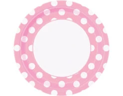 Lichtroze Borden Witte Stippen 22,2cm 8st