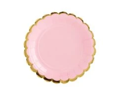 Lichtroze Bordjes Karton Goud 18cm 6st