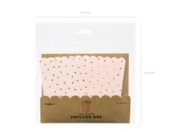 Lichtroze Popcorn Bakjes Gouden Stippen 12,5cm 6st -Feestspullen Winkel lichtroze popcorn bakjes gouden stippen 125cm 6st 2