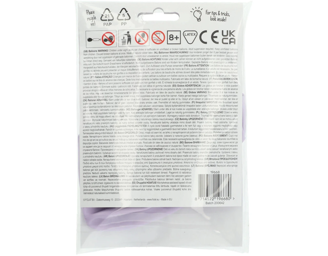 Lila Ballon Powder Lilac 80cm 3 Lila Ballon Powder Lilac 80cm - Afbeelding 3