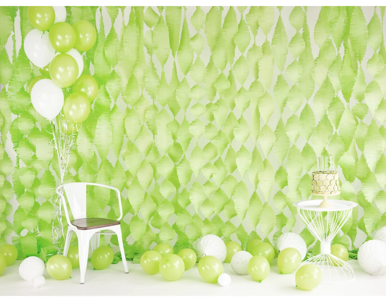 Lime Groene Slinger Crepe Franje 3m 4 Lime Groene Slinger Crepe Franje 3m - Afbeelding 4