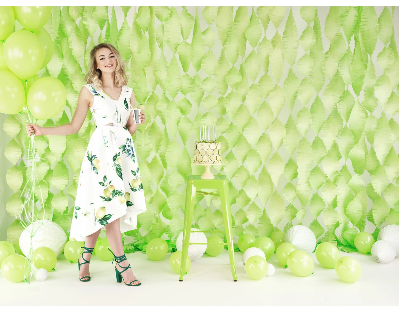 Lime Groene Slinger Crepe Franje 3m 5 Lime Groene Slinger Crepe Franje 3m - Afbeelding 5