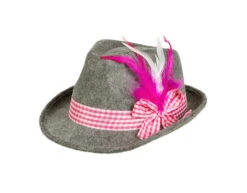 Oktoberfest Tiroler Hoed Grijs Roze -Feestspullen Winkel oktoberfest tiroler hoed grijs roze 2