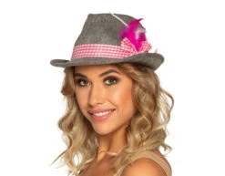 Oktoberfest Tiroler Hoed Grijs Roze