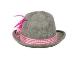 Oktoberfest Tiroler Hoed Grijs Roze -Feestspullen Winkel oktoberfest tiroler hoed grijs roze 3