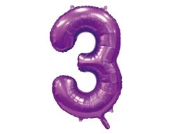 Paarse Cijfer Ballon 3 Jaar Glans 86cm