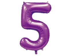 Paarse Cijfer Ballon 5 Jaar Glans 86cm