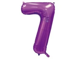 Paarse Cijfer Ballon 7 Jaar Glans 86cm