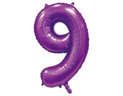 Paarse Cijfer Ballon 9 Jaar Glans 86cm