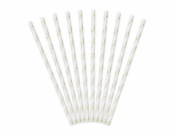 Papieren Rietjes Gouden Bloemen 19,5cm 10st