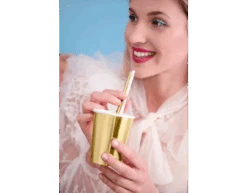 Papieren Rietjes Gouden Bloemen 19,5cm 10st -Feestspullen Winkel papieren rietjes gouden bloemen 195cm 10st 3