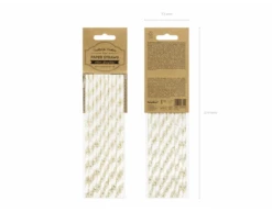 Papieren Rietjes Gouden Bloemen 19,5cm 10st -Feestspullen Winkel papieren rietjes gouden bloemen 195cm 10st 4