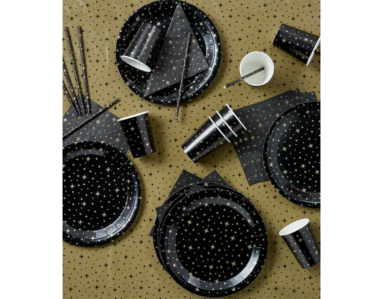 Papieren Rietjes Gouden Sterren Zwart 20cm 8st 2 Papieren Rietjes Gouden Sterren Zwart 20cm 8st - Afbeelding 2