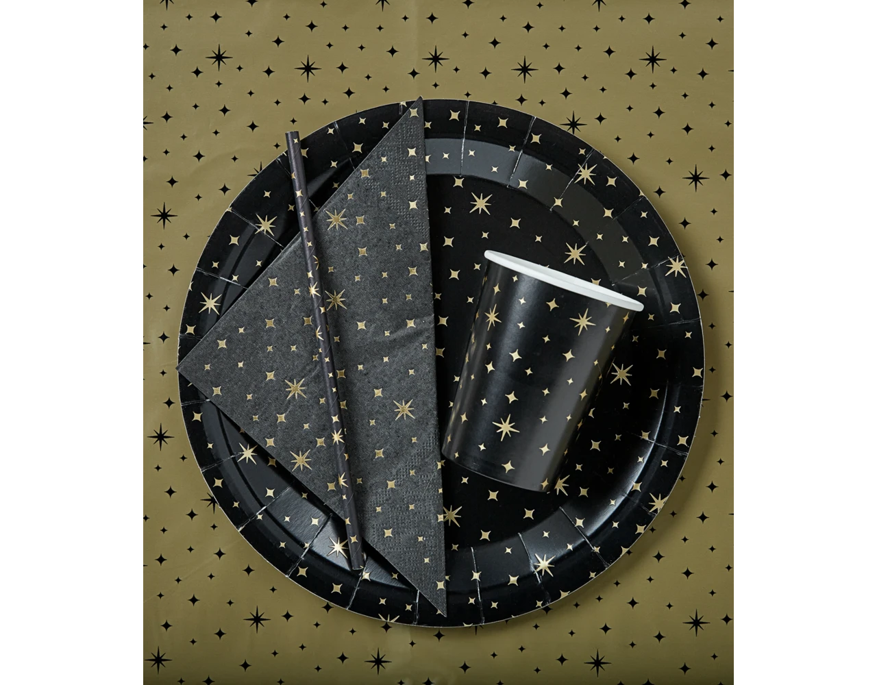 Papieren Rietjes Gouden Sterren Zwart 20cm 8st 3 Papieren Rietjes Gouden Sterren Zwart 20cm 8st - Afbeelding 3