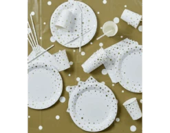 Papieren Rietjes Gouden Stippen Wit 20cm 8st -Feestspullen Winkel papieren rietjes gouden stippen wit 20cm 8st 2