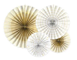 Papieren Waaiers Goud Wit Set 23-40cm 4 Delig
