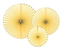 Papieren Waaiers Lichtgeel Goud Set 23-40cm 3 Delig
