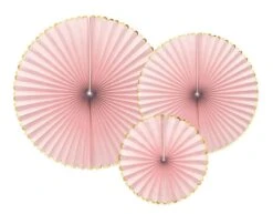 Papieren Waaiers Lichtroze Goud Set 23-40cm 3 Delig