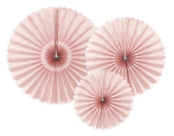 Papieren Waaiers Lichtroze Set 23-40cm 3 Delig