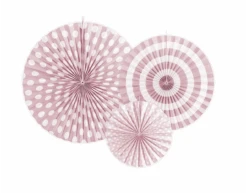 Papieren Waaiers Lichtroze Set 3 Delig