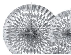 Papieren Waaiers Zilver Folie Set 23-40cm 3 Delig -Feestspullen Winkel papieren waaiers zilver folie set 23 40cm 3 delig 3