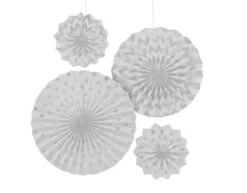 Papieren Waaiers Zilver Glitter 4 Delig