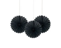 Papieren Waaiers Zwart 15cm 3st