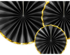 Papieren Waaiers Zwart Set 23-40cm 3 Delig -Feestspullen Winkel papieren waaiers zwart set 23 40cm 3 delig 2