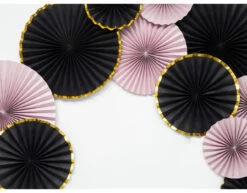 Papieren Waaiers Zwart Set 23-40cm 3 Delig -Feestspullen Winkel papieren waaiers zwart set 23 40cm 3 delig 3