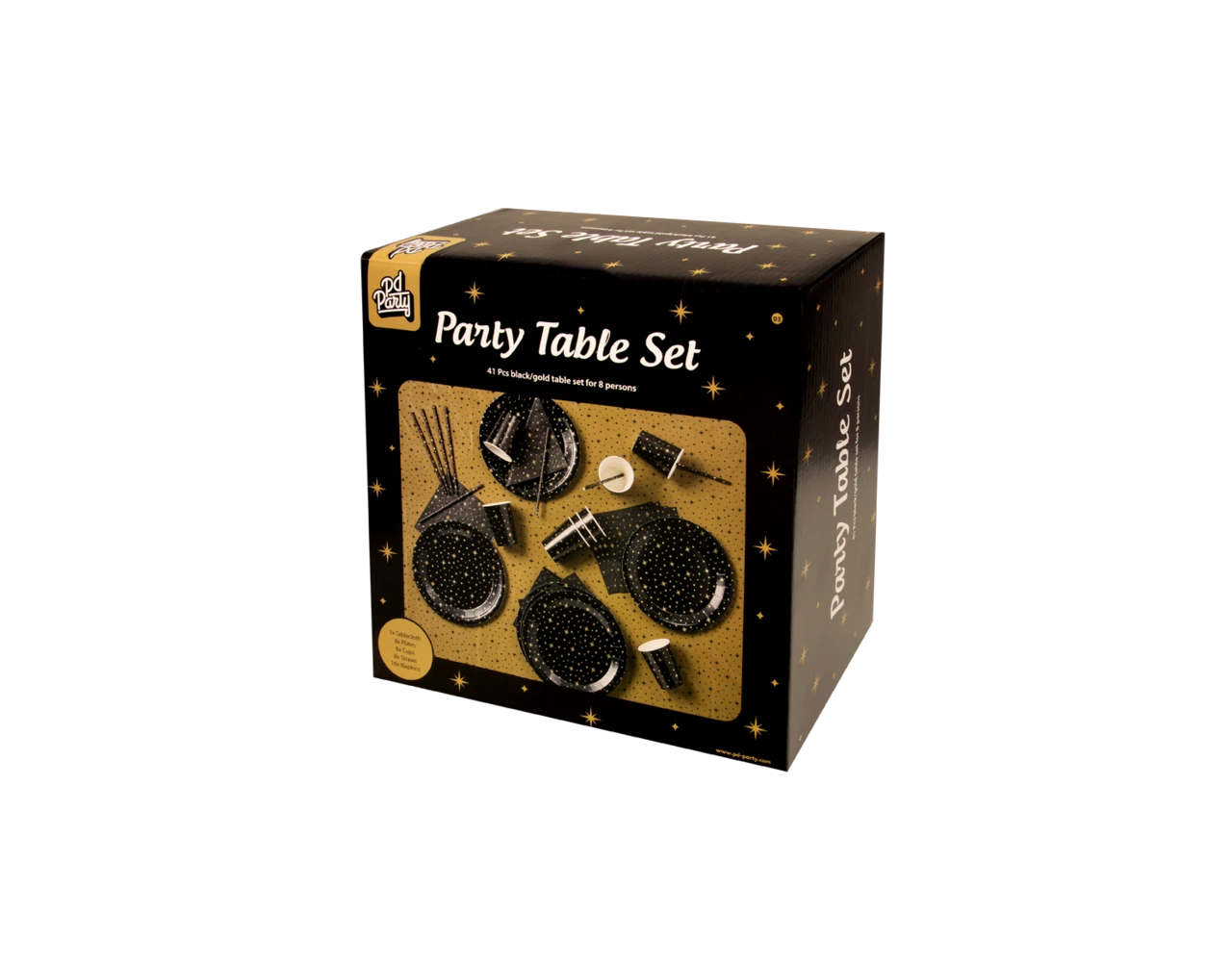 Party Tafelset Zwart Goud 41 Delig 3 Party Tafelset Zwart Goud 41 Delig - Afbeelding 3