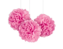 Pompon Roze 20cm 3st
