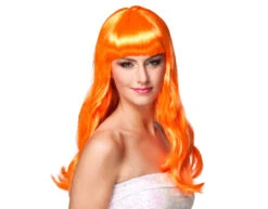 Pruik Lang Haar Oranje