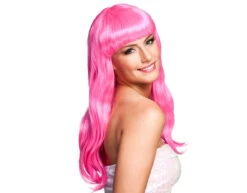 Pruik Lang Haar Roze