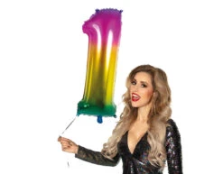 Regenboog Cijfer Ballon 1 Jaar 86cm