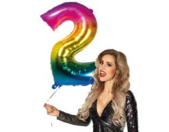 Regenboog Cijfer Ballon 2 Jaar 86cm