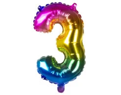 Regenboog Cijfer Ballon 3 Jaar 36cm