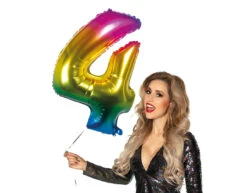Regenboog Cijfer Ballon 4 Jaar 86cm