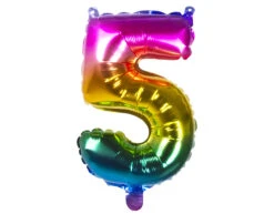 Regenboog Cijfer Ballon 5 Jaar 36cm