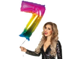 Regenboog Cijfer Ballon 7 Jaar 86cm