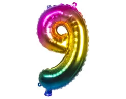 Regenboog Cijfer Ballon 9 Jaar 36cm