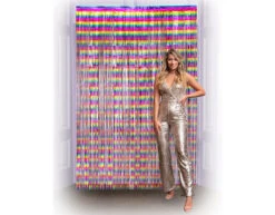 Regenboog Deurgordijn Metallic 2m -Feestspullen Winkel regenboog deurgordijn metallic 2m 2