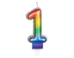 Regenboog Kaars 1 Jaar 8cm