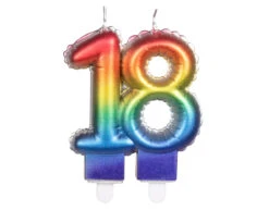 Regenboog Kaars 18 Jaar 8cm