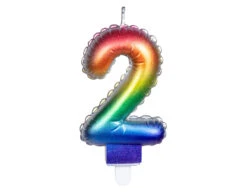 Regenboog Kaars 2 Jaar 8cm