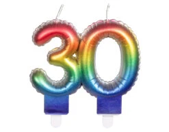 Regenboog Kaars 30 Jaar 8cm