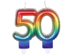 Regenboog Kaars 50 Jaar 8cm