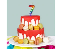 Regenboog Kaars 7 Jaar 8cm -Feestspullen Winkel regenboog kaars 7 jaar 8cm 2